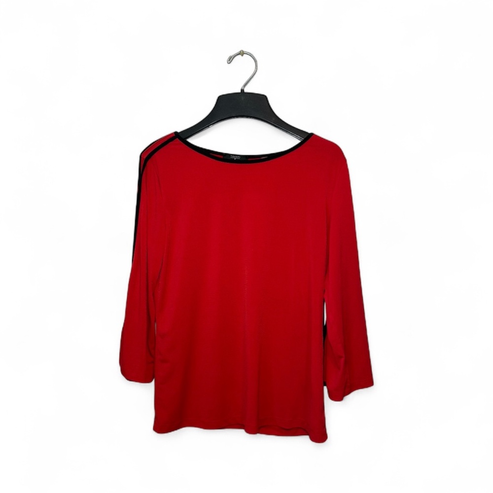 T Tahari Blouse Red, Black, Gold Size Small Petite